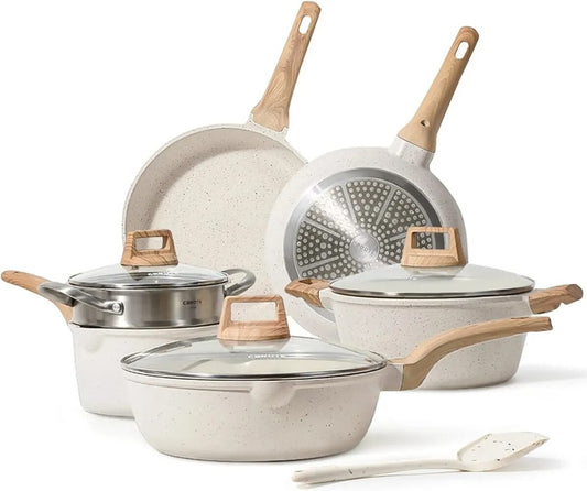 CAROTE pots and pans set, Nonstick 12 Pcs Ceramic Cookware Set